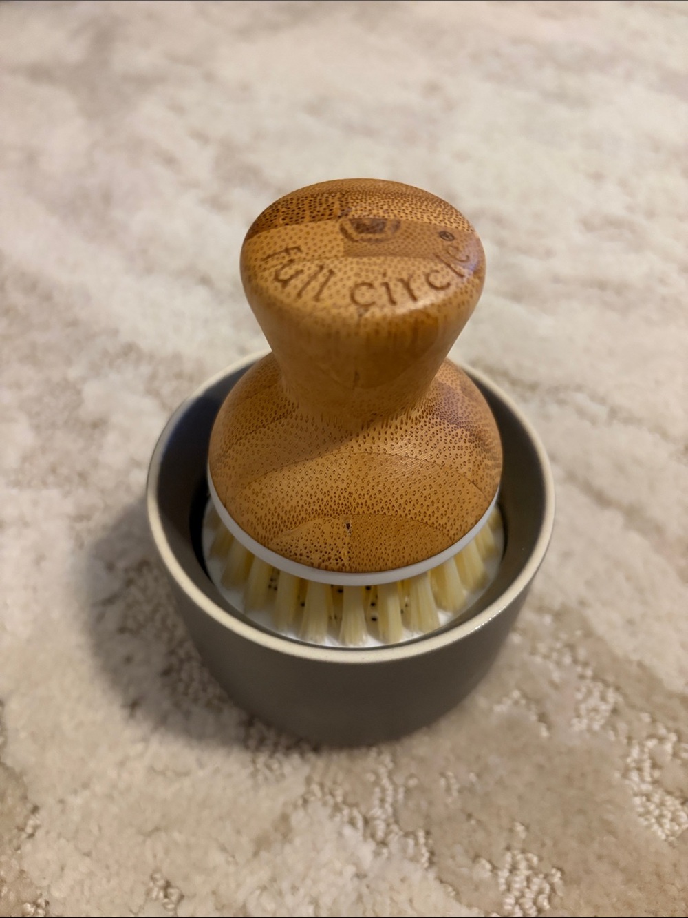 Bamboo-like Handheld Cleaning Brush in Natural Brown by Full Circle
